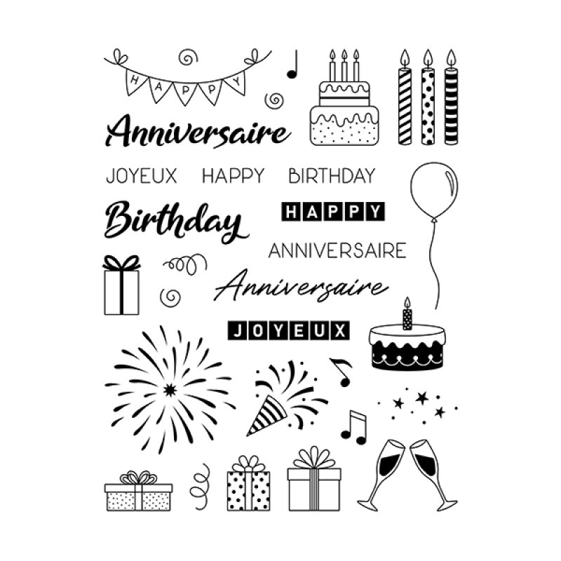Tampons transparents anniversaire 14x18 cm - Artemio