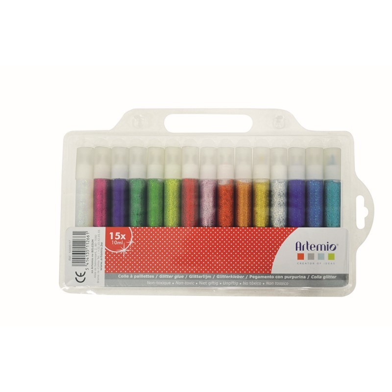 15 colles pailletées couleur - 10 ml - Artemio