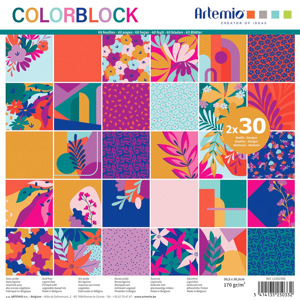 Bloc 30x2 feuilles Colorblock 30x30 cm - Artemio
