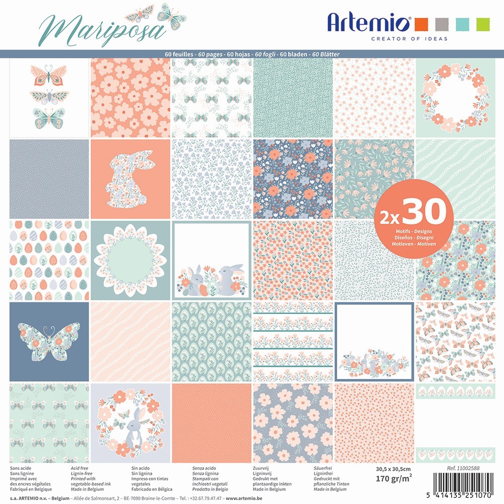 Bloc 30x2 feuilles Mariposa 30x30 cm - Artemio