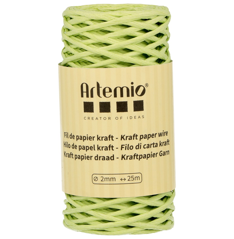 Fil de papier kraft armé vert anis - 25 m - Artemio