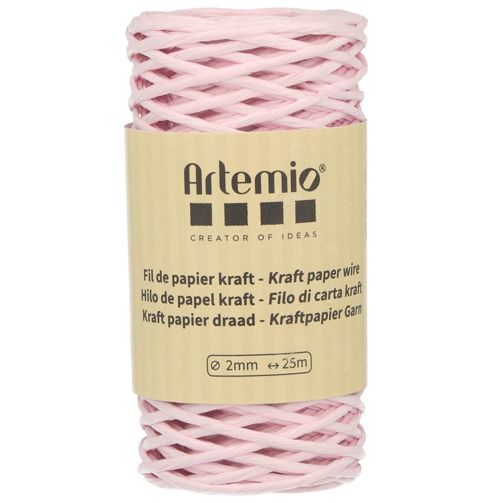 Fil de papier kraft armé rose - 25 m - Artemio