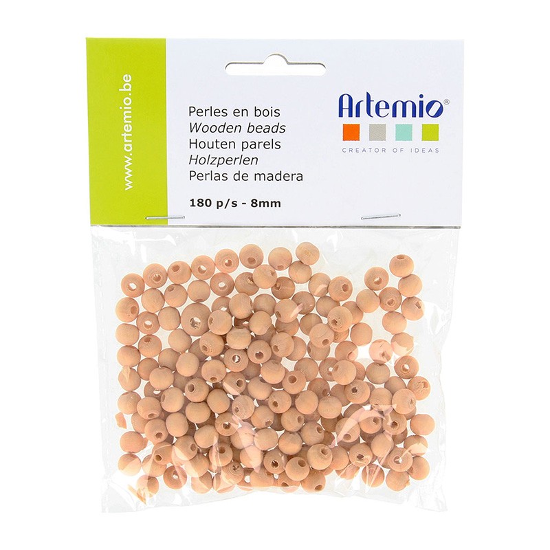 180 perles rondes bois 8 mm - Artemio