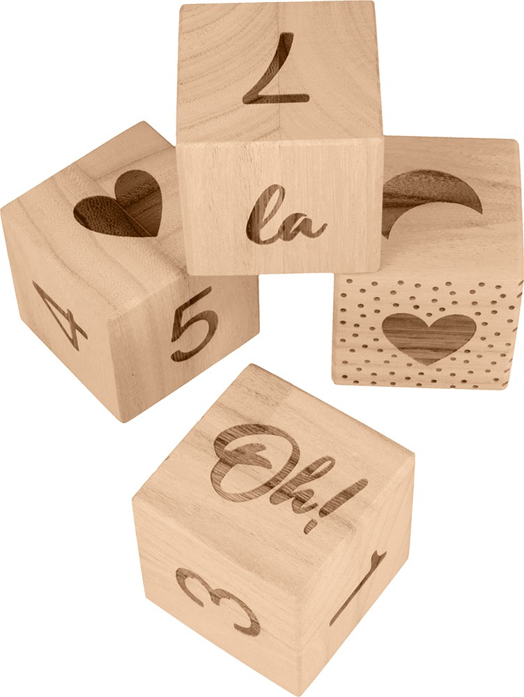 4 cubes 6x6x6 cm - bois -  Artemio