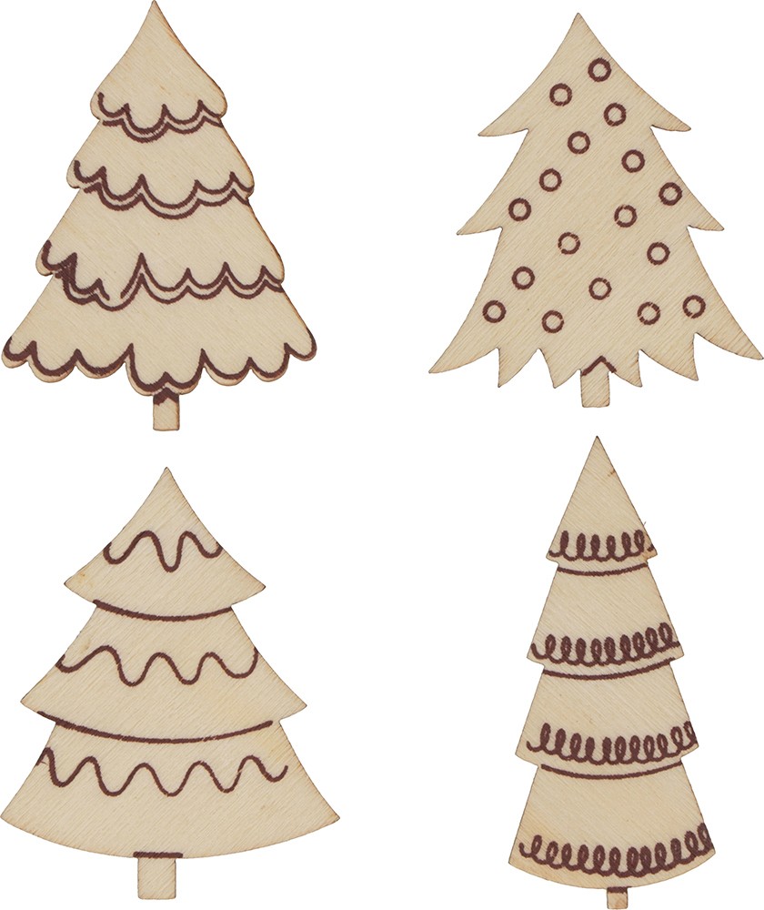 4x3 silhouettes en bois sapins - Artemio