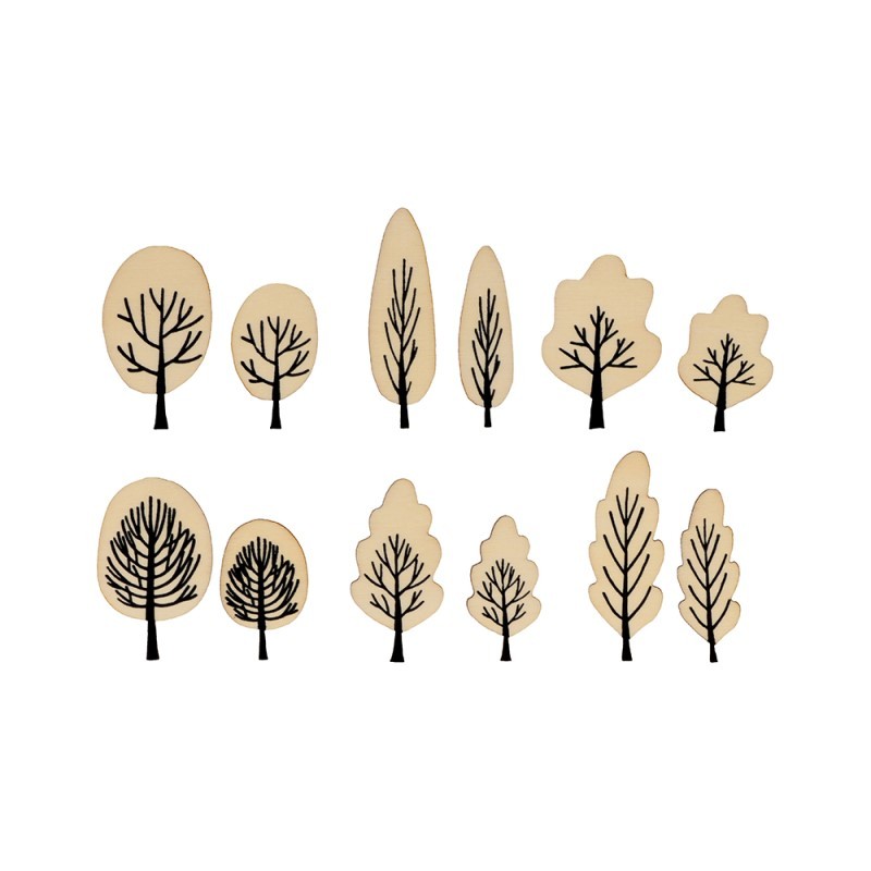 12 silhouettes en bois arbres - Artemio