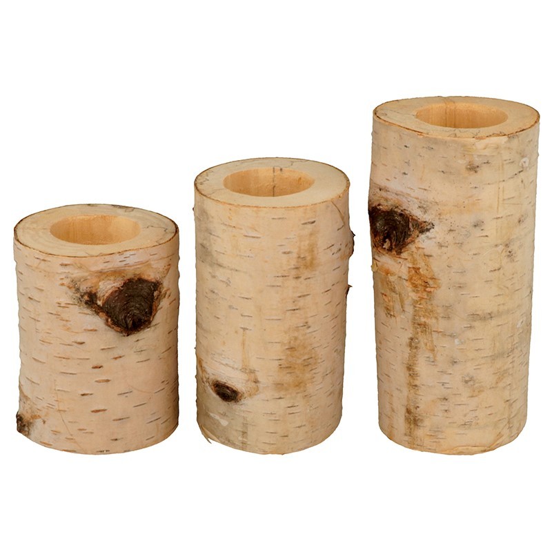 3 bougeoirs recto / verso en bois - Artemio