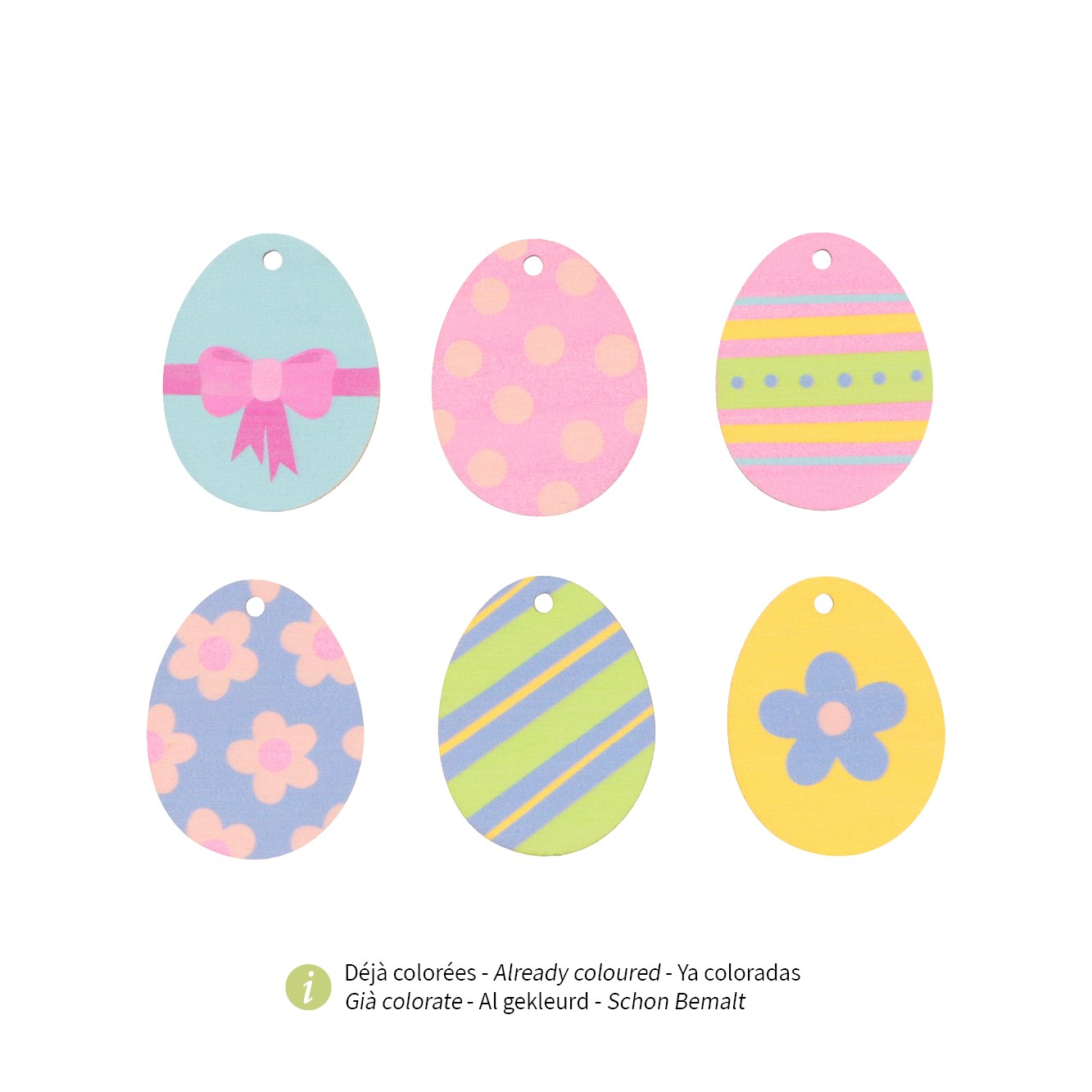 6 silhouettes colorées oeufs en bois - Artemio