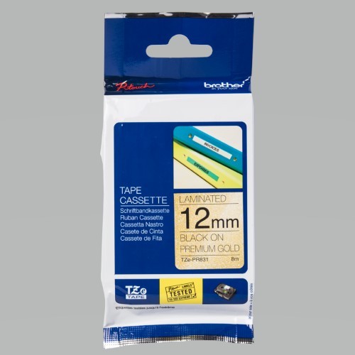 Tape lamined Gold  black 8 mm - P-Touch - Brother