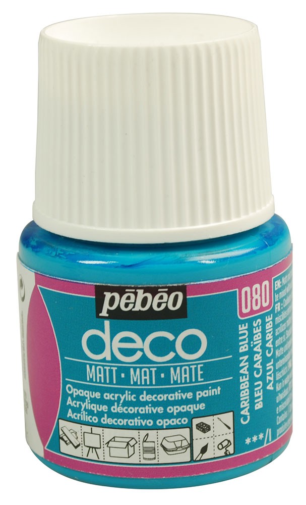 Peinture bleu caraïbes - acrylique mat - 45 ml - Pébéo