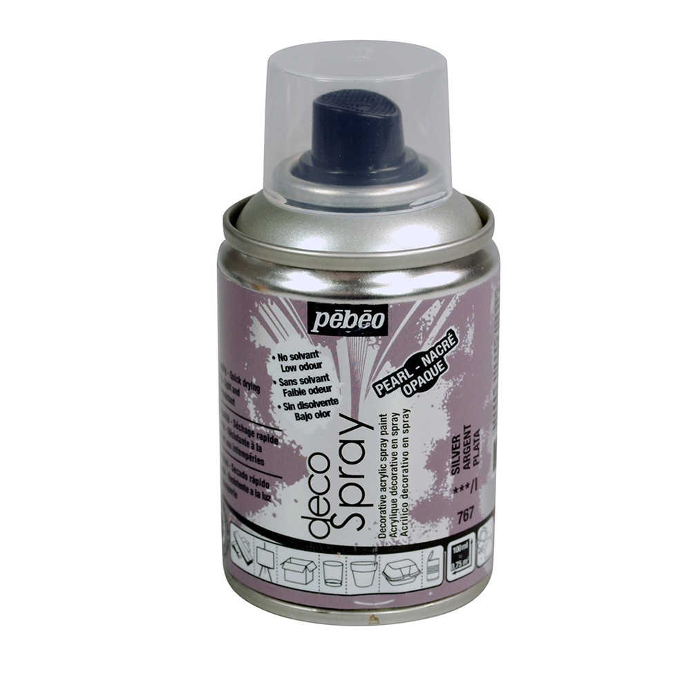 Peinture argent - acrylique mat en bombe - 100 ml - Pébéo