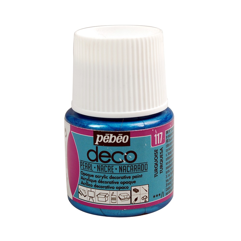 Peinture turquoise -  acrylique nacre - opaque - 45 ml - déco - Pébéo
