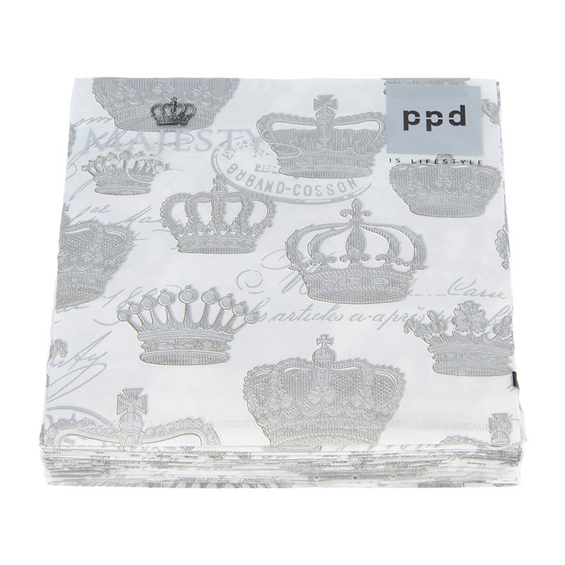 20 serviettes majesty silver papier 25x25 cm - Sniff