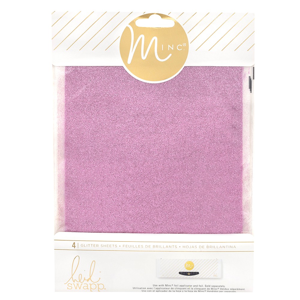 Set 4 feuilles pailettées Pink - 20x20 cm - Minc