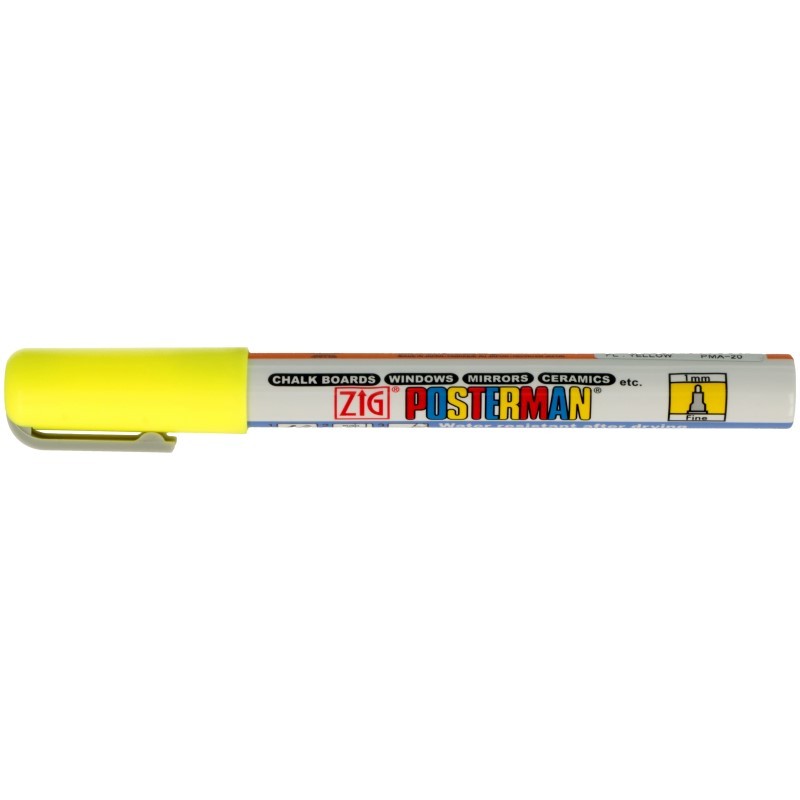Marqueur à craie waterproof posterman jaune fluo - Zig