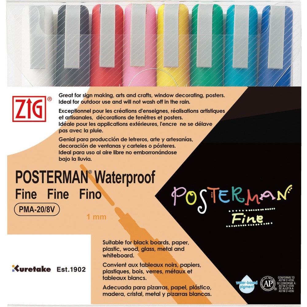 8 marqueurs à craie waterproof posterman - Zig