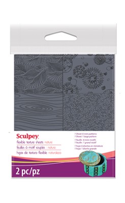 2 feuilles à motif souples nature - Sculpey