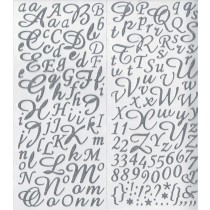 Alphabet argenté autocollant pailleté - 177 pièces - Artemio