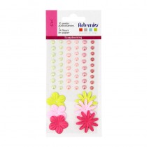 51 perles autocollantes 24 fleurs papier couleur - Artemio