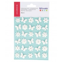 30 papillons fleurs papier blanc - Artemio