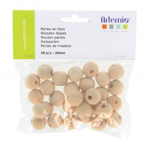 30 perles rondes bois 20 mm - Artemio
