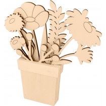 Set pot et fleurs bois - Artemio