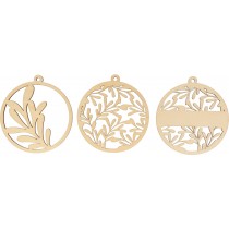 3 silhouettes boules en bois 10 cm - Artemio