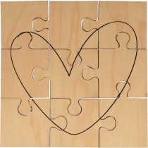 Puzzle en bois coeur 14x14 cm - Artemio