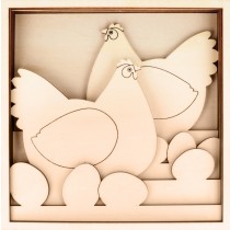 6 silhouettes en bois  poules 18x18 cm - Artemio