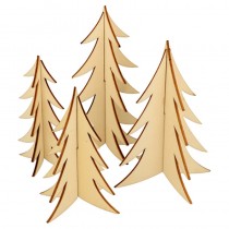 4 sapins 3D en bois - Artemio