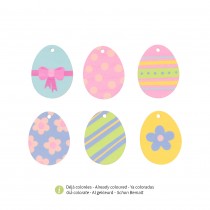 6 silhouettes colorées oeufs en bois - Artemio