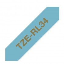 Ribbon tape tissu Light blue  gold  12 mm P-Touch - Brother 