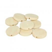 18 perles plates bois 25 mm  - Artemio