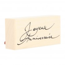 Tampon joyeux anniversaire 37x74 mm - bois - Artemio