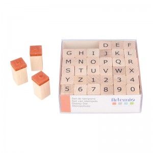 Set tampons alphabet - 1,5 cm - bois - Artemio