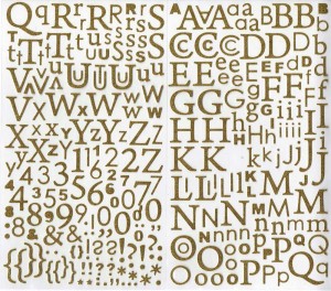 Alphabet doré autocollant pailleté - 300 pièces - Artemio