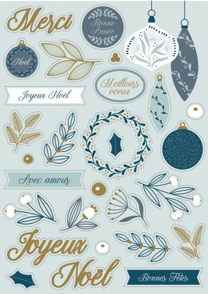 12 autocollants époxy foil - Splendid xmas - Artemio