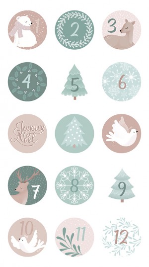 24 chiffres autocollants Let it snow - Artemio