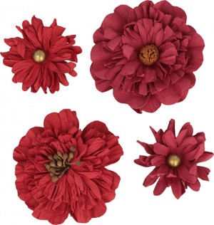 4 fleurs rouges papier - Artemio