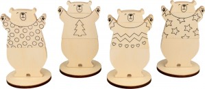 4 porte-noms ours - bois - Artemio