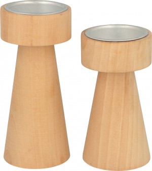 2 bougeoirs en bois - Artemio