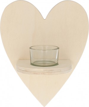 Photophore coeur en bois 16,5x20 cm - Artemio