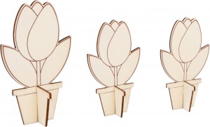 3 silhouettes 3D fleurs en bois - Artemio