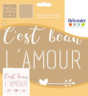 2 pochoirs kraft amour 20x20cm - Artemio