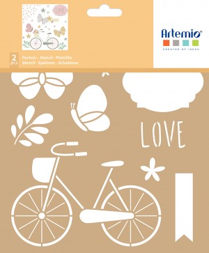 2 pochoirs kraft vélo 20x20cm - Artemio