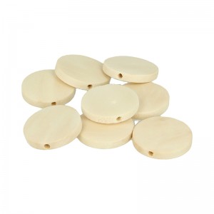 18 perles plates bois 25 mm  - Artemio