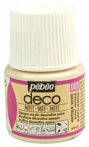 Peinture blanc antique - acrylique mat - 45 ml - Pébéo