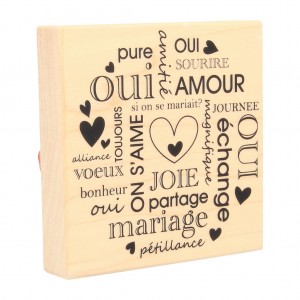 Tampon mariage 100x100 mm -bois - Artemio