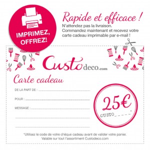Bon cadeau imprimable Custodeco 25 €
