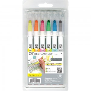 6 feutres clean color dot single fluo - Zig